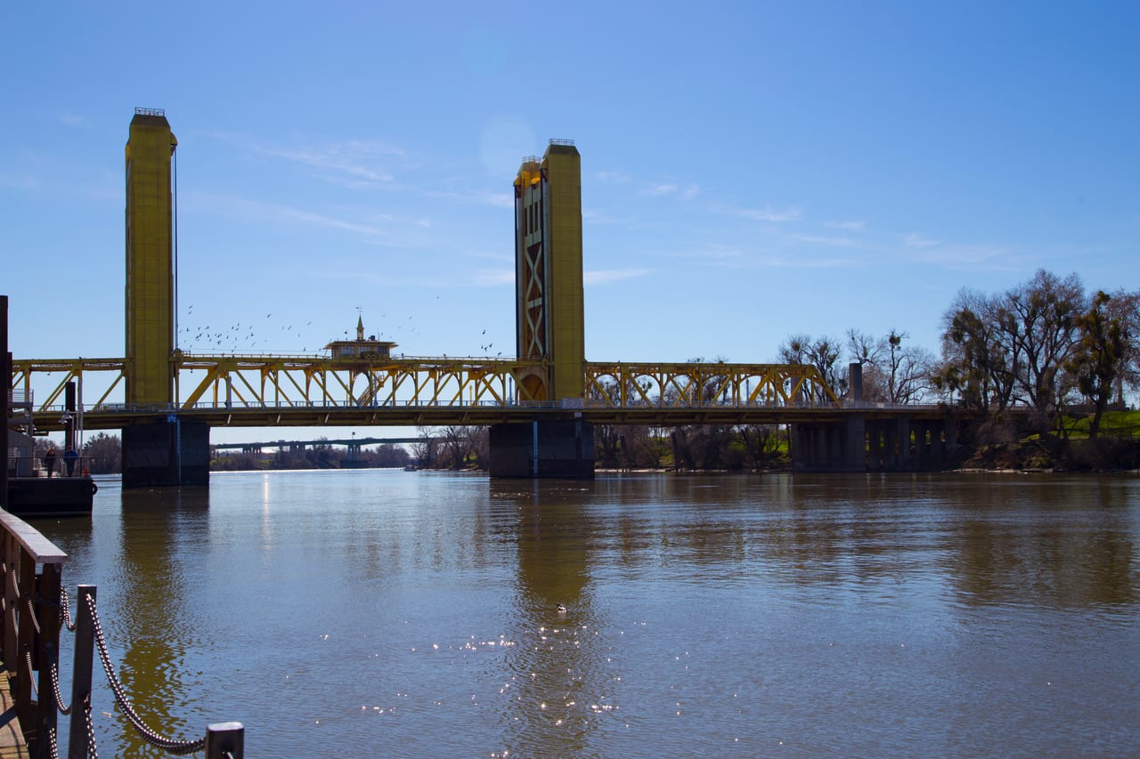 Tower Bridge and the Sacramento River viewed from Old Sacramento